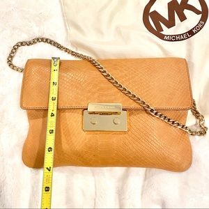 Michael Kors Leather Clutch with Chain Link